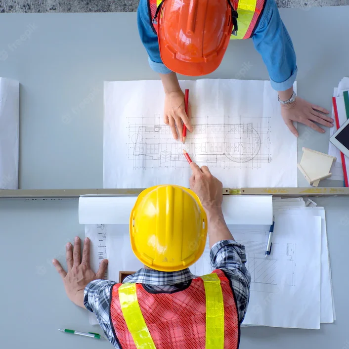 top-view-group-engineering-team-is-meeting-planning-construction-work_33794-188